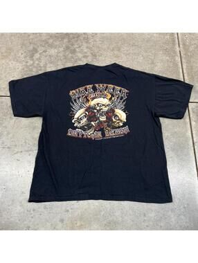 vintage bike week daytona beach skull roses angel wings black shirt size xl
